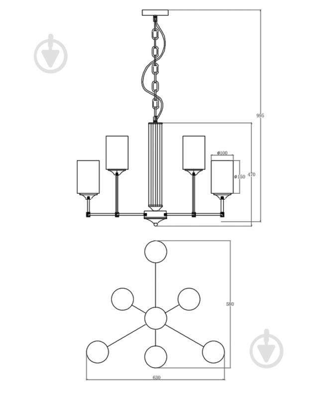 Люстра Sensio Tiara 6x6 Вт E27 PL321161-6 - фото 4