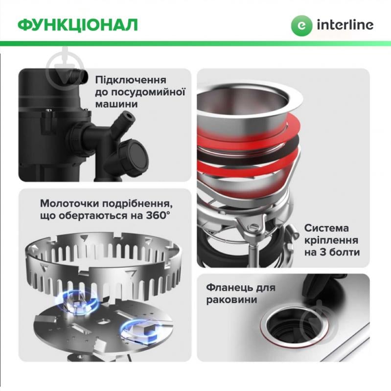 Подрібнювач харчових відходів Interline Model INT 90 - фото 5