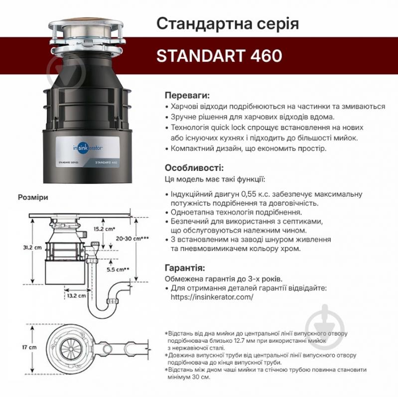 Подрібнювач харчових відходів IN SINK ERATOR Standart 460 - фото 2 Подрібнювач харчових відходів IN SINK ERATOR Standart 460 - фото 2
