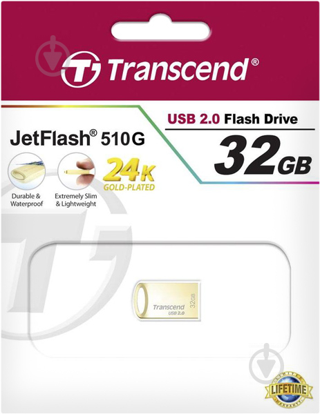 Флеш-пам'ять USB Transcend JetFlash 510 32 ГБ USB 2.0 gold (TS32GJF510G) - фото 2