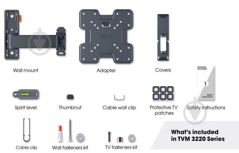 Кронштейн Vogels TVM 3223 поворотно-похилі 19"-43" чорний - фото 9 Кронштейн Vogels TVM 3223 поворотно-похилі 19"-43" чорний - фото 9