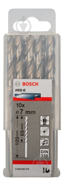 Набір свердел по металу Bosch HSS-G 7 мм 10 шт. 2608595070 - фото 2