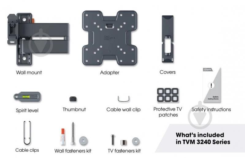 Кронштейн Vogels TVM 3243 поворотно-похилі 19"-43" чорний - фото 2 Кронштейн Vogels TVM 3243 поворотно-похилі 19"-43" чорний - фото 2