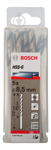 Набор сверл по металлу Bosch HSS-G 8,5 мм 5 шт. 2608595073 - фото 2