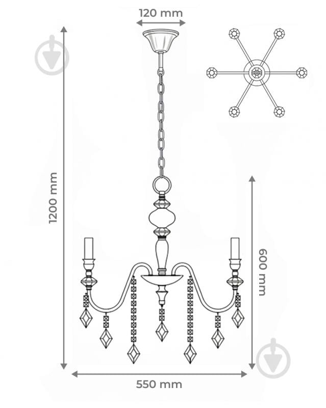 Люстра Edlin Vanessa 6x12 Вт E14 PL2416-6 - фото 8 Люстра Edlin Vanessa 6x12 Вт E14 PL2416-6 - фото 8