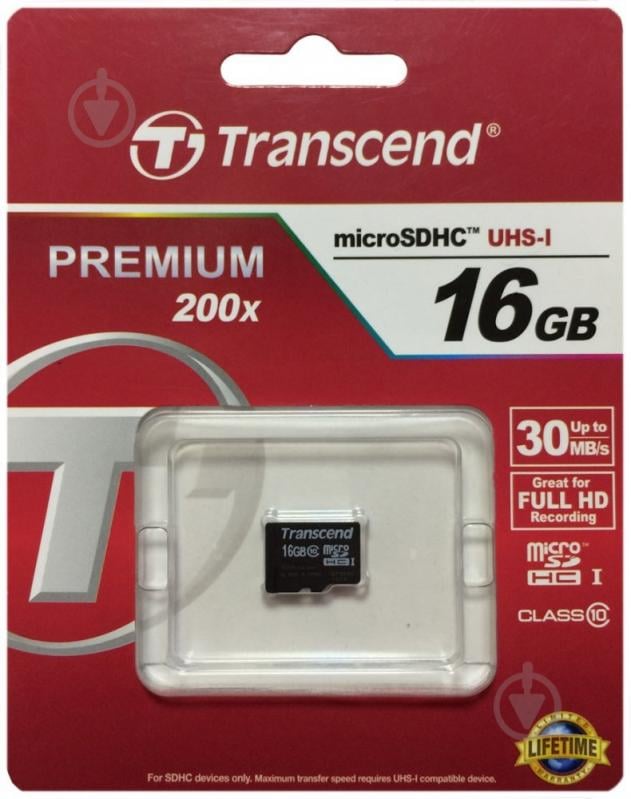 Карта памяти Transcend MicroSDHC C10 16GB (TS16GUSDC10) - фото 2
