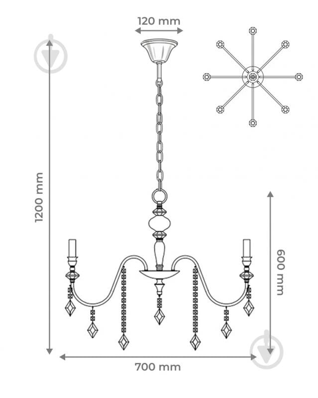 Люстра Edlin Vanessa 8x12 Вт E14 PL2416-8 - фото 10