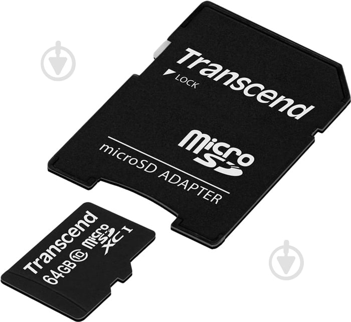 Карта памяти Transcend MicroSDXC C10 + SD адаптер 64GB (TS64GUSDXC10) - фото 2