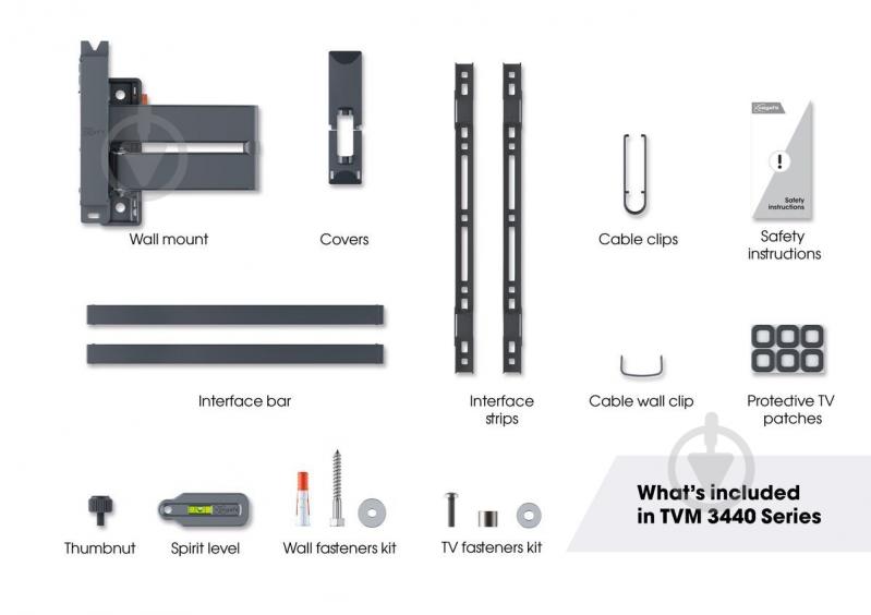 Кронштейн Vogels TVM 3443 поворотно-похилі 32"-65" чорний - фото 5