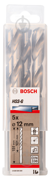 Набір свердел по металу Bosch HSS-G 12 мм 5 шт. 2608595081 - фото 2