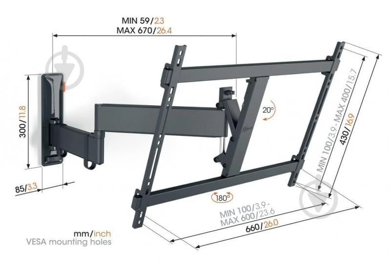 Кронштейн Vogels TVM 3643 поворотно-наклонные 40"-77" черный - фото 8 Кронштейн Vogels TVM 3643 поворотно-наклонные 40"-77" черный - фото 8