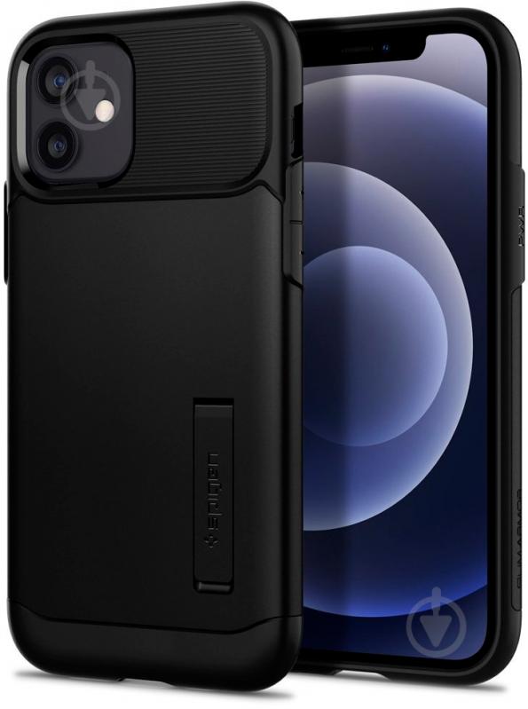 Чохол Spigen Slim Armor Black для Apple iPhone 12Apple iPhone 12 Pro - фото 1