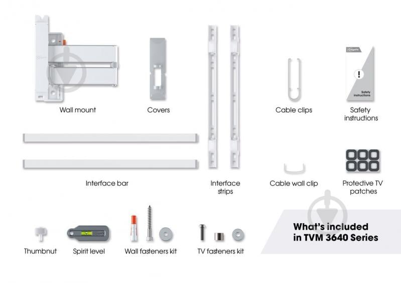 Кронштейн Vogels TVM 3643 поворотно-похилі 40"-77" білий - фото 5