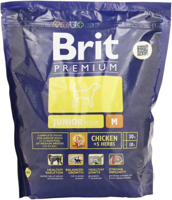 Корм для середніх порід Brit Premium Junior M 1 кг (куряче м'ясо) 1 кг - фото 1