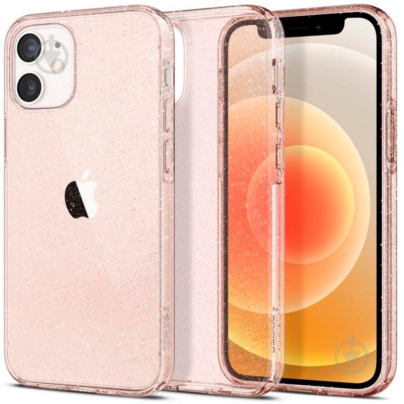 Чехол Spigen Liquid Crystal Glitter Rose Quartz для Apple iPhone 12 Mini - фото 3