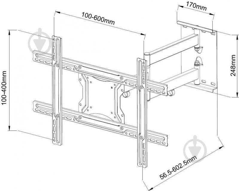 Крепление для телевизора X-Digital PLB136L поворотно-наклонные 32"-65" черный - фото 4 Крепление для телевизора X-Digital PLB136L поворотно-наклонные 32"-65" черный - фото 4