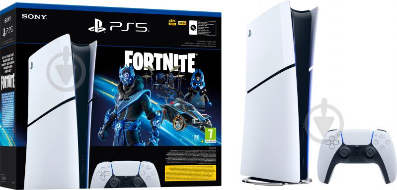 Игровая консоль Sony PlayStation 5 Slim Digital Edition (Fortnite Cobalt Star Bundle) white - фото 1