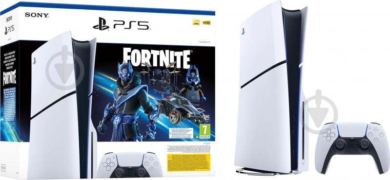 Игровая консоль Sony PlayStation 5 Slim Blu-ray (Fortnite Cobalt Star Bundle) white - фото 1