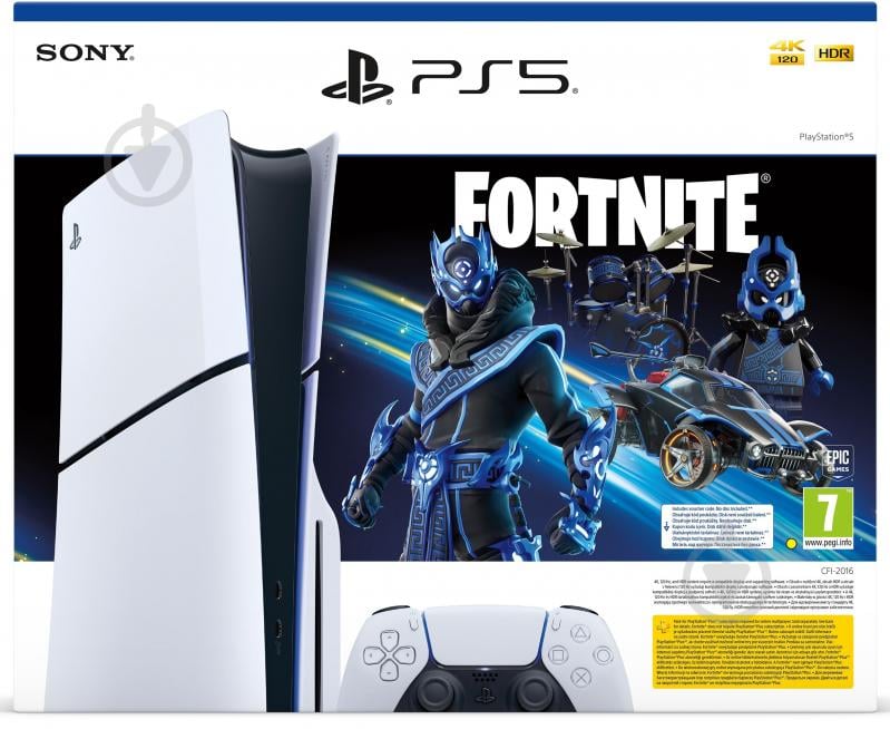 Игровая консоль Sony PlayStation 5 Slim Blu-ray (Fortnite Cobalt Star Bundle) white - фото 2