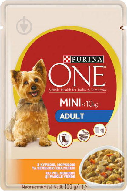 Консерва для середніх порід Purina One Mini Adult з куркою, морквою і зеленою квасолею в підливі 100 г 100 г - фото 1