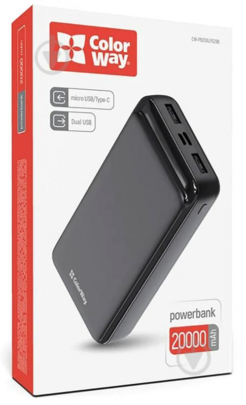 Повербанк ColorWay 20000 mAh black (CW-PB200LPD2BK) - фото 5