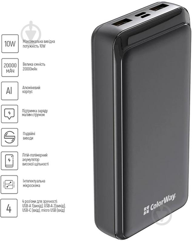 Повербанк ColorWay 20000 mAh black (CW-PB200LPD2BK) - фото 7