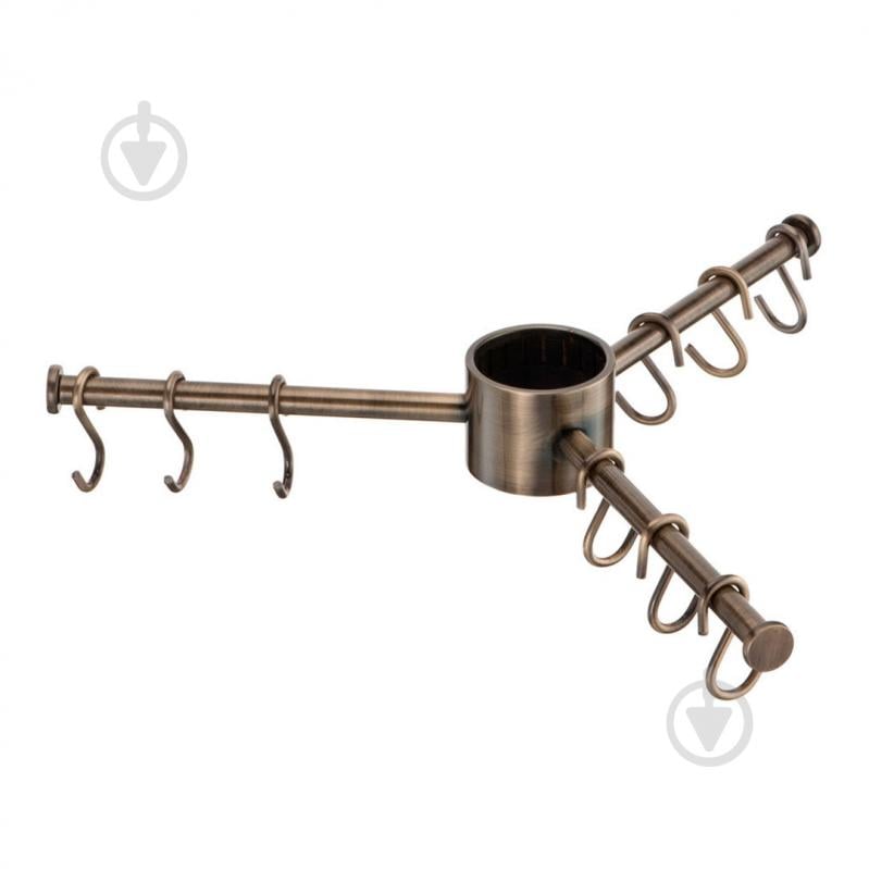 Вешалка с крючками Lemax тройная античная бронза (STV360 BA) - фото 1