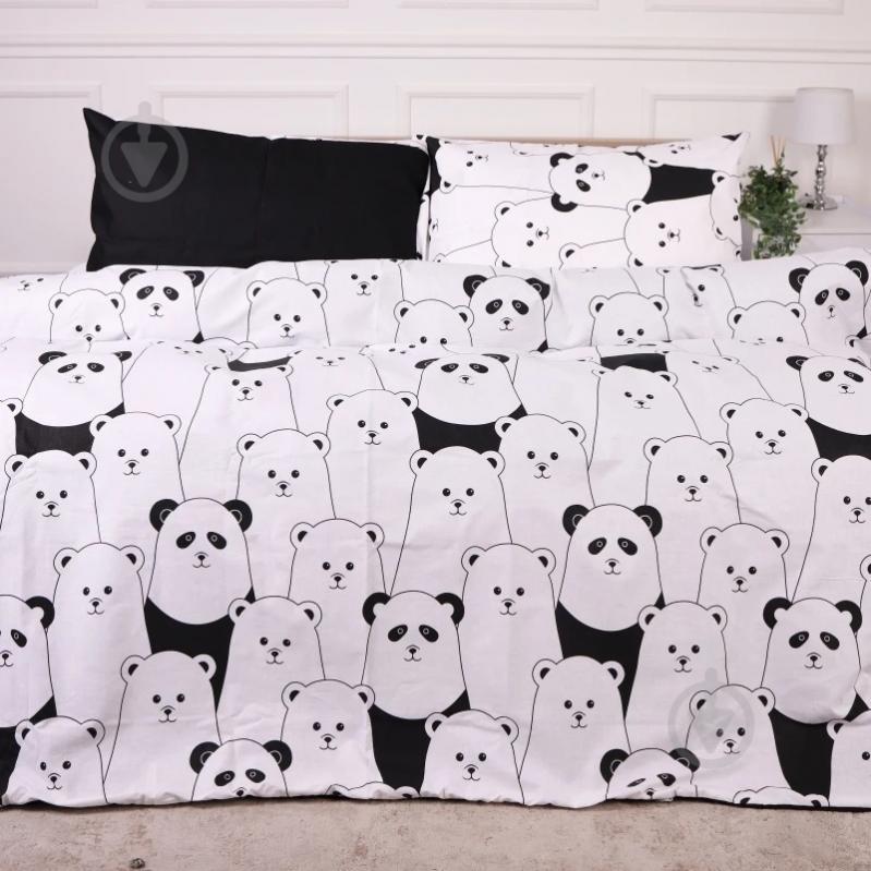 Комплект постельного белья Ranforce Elite 17-4849 White bear 143х210 см черный с белым MirSon - фото 1