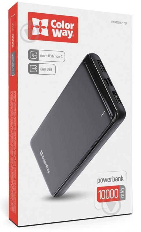 Повербанк ColorWay 10000 mAh black (CW-PB100LPF2BK) - фото 6