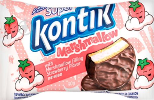 Печиво Konti маршмеллоу зі смаком полуниці Super Kontik 30 г - фото 1