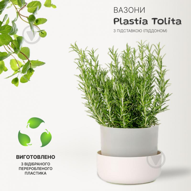 Вазон пластиковый Plastia с поддоном Tolita 16 см круглый 1,3 л бежевый (1707281640) - фото 2