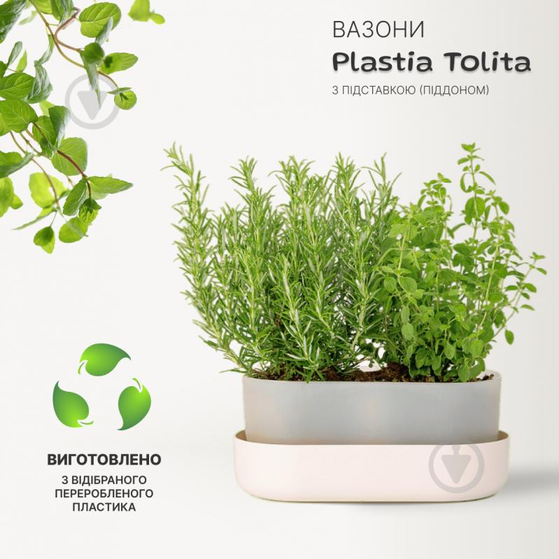 Вазон пластиковый Plastia с поддоном Tolita 29,5 см круглый 3,2 л бежевый (1909783040) - фото 2