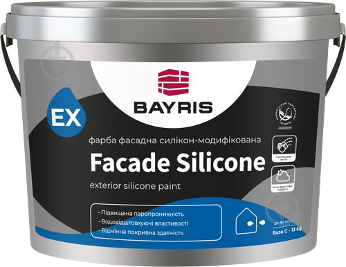 Фарба фасадна силікономодифікована Bayris FACADE SILICONE База С мат прозорий 13 кг - фото 1