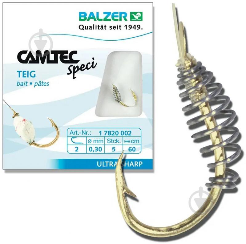 Гачок з повідцем Balzer Camtec із пружиною на тісто №10 5 шт. - фото 1