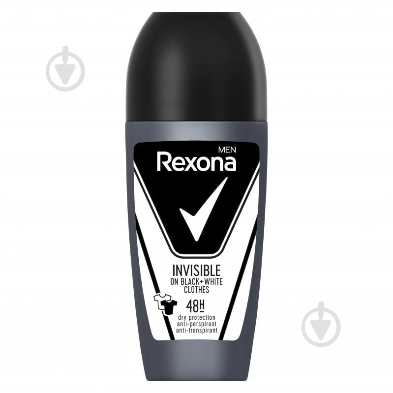 Антиперспірант для чоловіків Rexona Невидимий на чорному та білому (кульковий) 50 мл - фото 1