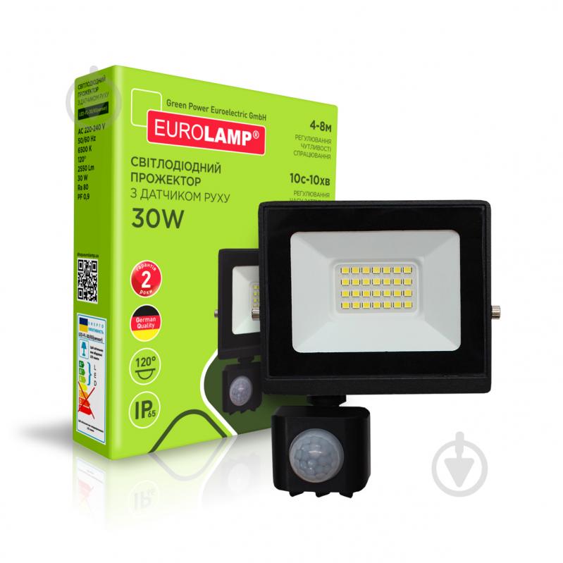 Прожектор світлодіодний Eurolamp 30 Вт IP65 чорний LED-FL-30/65(sensor) - фото 1