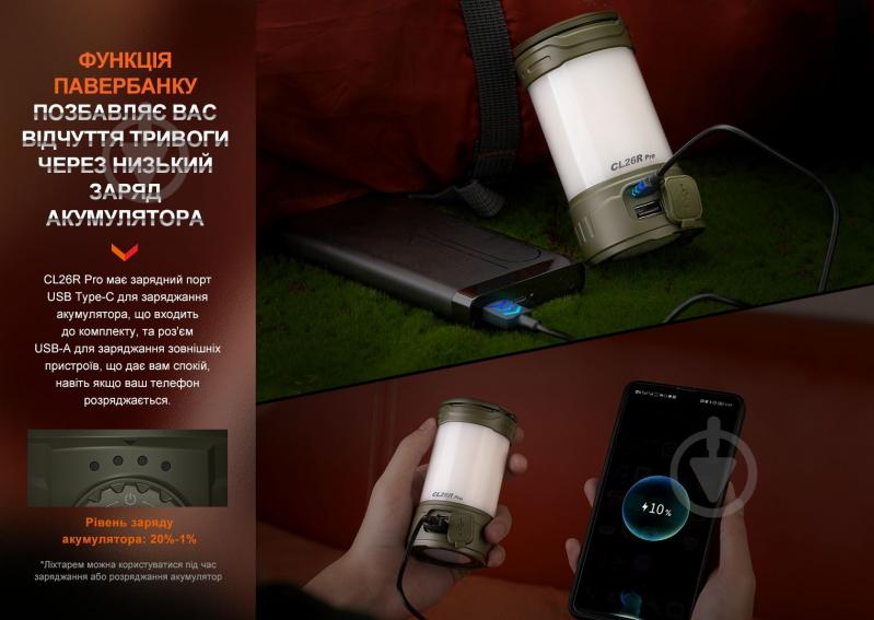 Ліхтар для кемпінгу Fenix CL26R Pro, темно-зелений - фото 12 Ліхтар для кемпінгу Fenix CL26R Pro, темно-зелений - фото 12