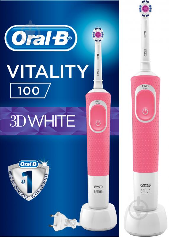 Электрическая зубная щетка Oral-B Vitality D100 Pro White Pink - фото 2