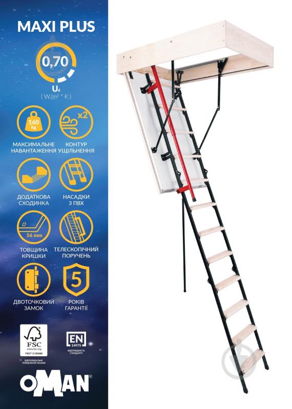 Лестница чердачная Oman Maxi Plus 120x70 см - фото 5