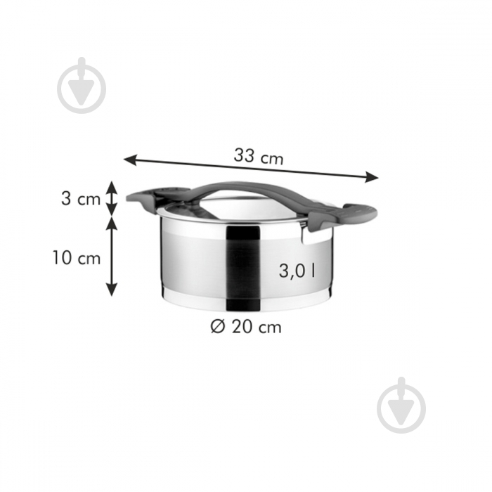Кастрюля с крышкой Tescoma Ultima 20 см 3,0 л 780633 - фото 2