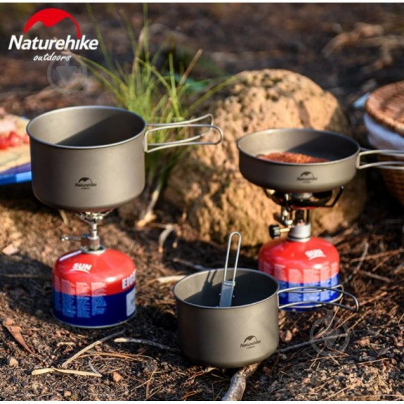 Каструля Naturehike 1,3 л титанова зі складною ручкою H18T202-B - фото 6