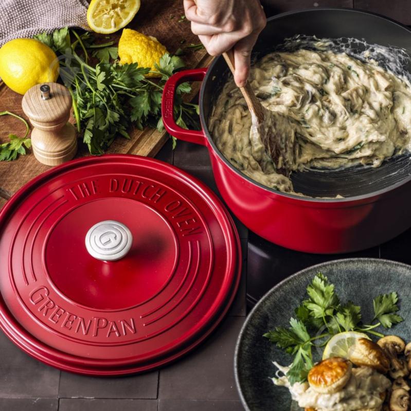 Кастрюля с крышкой GreenPan Featherweights 22 см 3,3 л красный (CC005432-001) - фото 4 Кастрюля с крышкой GreenPan Featherweights 22 см 3,3 л красный (CC005432-001) - фото 4