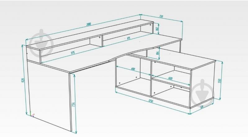 Стіл письмовий кутовий Геймер 910х2000х720 мм антрацит/антрацит - фото 9