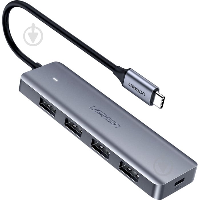 USB-хаб UGREEN CM219 4-IN-1 USB TYPE-C TO 4XUSB 3.0 HUB SPACE Gray (70336) - фото 1