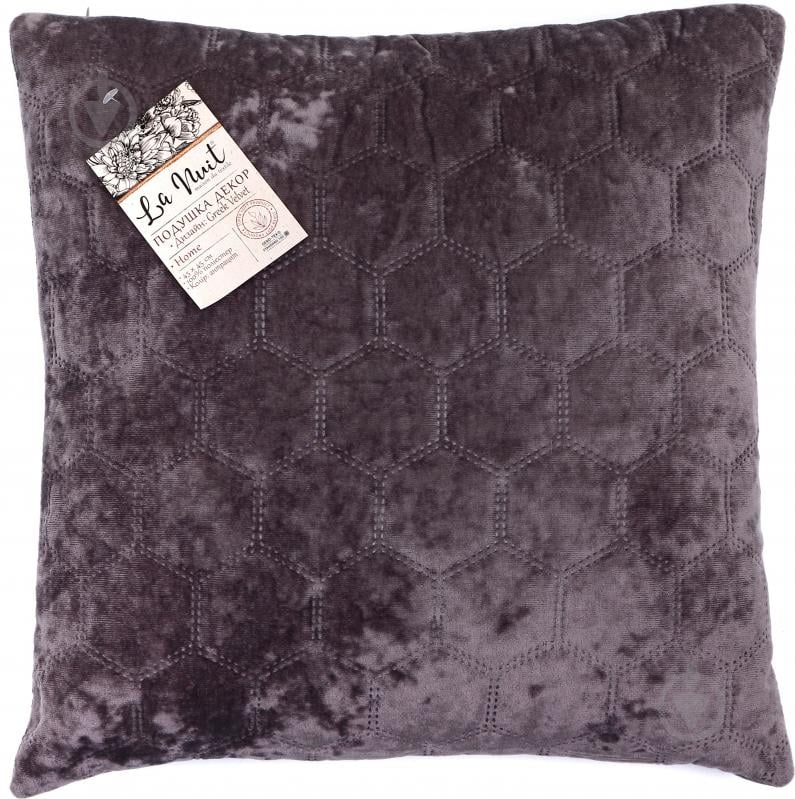 Подушка декоративна Greek Velvet 45x45 см антрацит La Nuit - фото 1