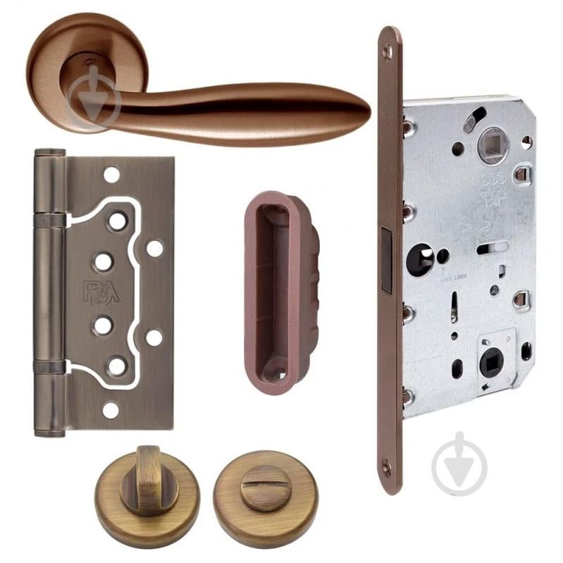 Комплект фурнитуры санузловой Colombo® Mach 3 96 мм античная латунь с петлями - фото 1