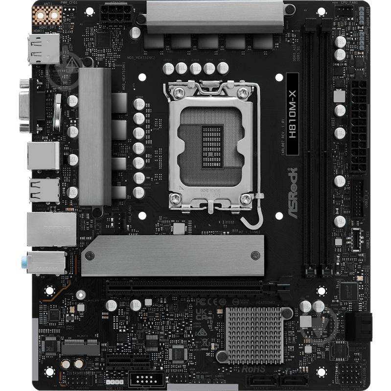 Материнська плата ASRock H810M-X (Socket 1851, Intel H810, micro ATX) - фото 1