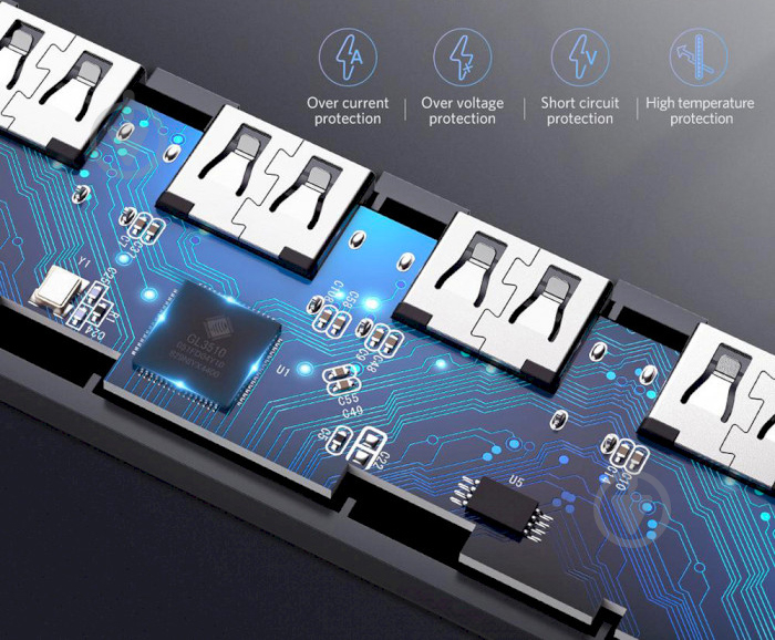 USB-хаб UGREEN 4-Port USB 3.0 Hub with Micro USB Power Supply Grey (50985) - фото 4