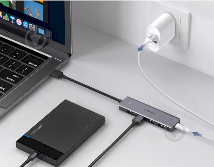 USB-хаб UGREEN 4-Port USB 3.0 Hub with Micro USB Power Supply Grey (50985) - фото 7