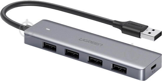 USB-хаб UGREEN 4-Port USB 3.0 Hub with Micro USB Power Supply Grey (50985) - фото 1